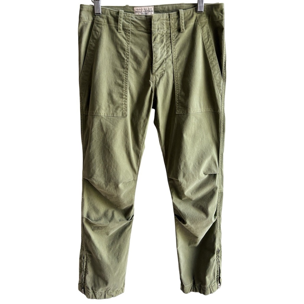 Nili Lotan Cargo Utility Cropped Pants Size 2 Olive Green Jogger Made in USA